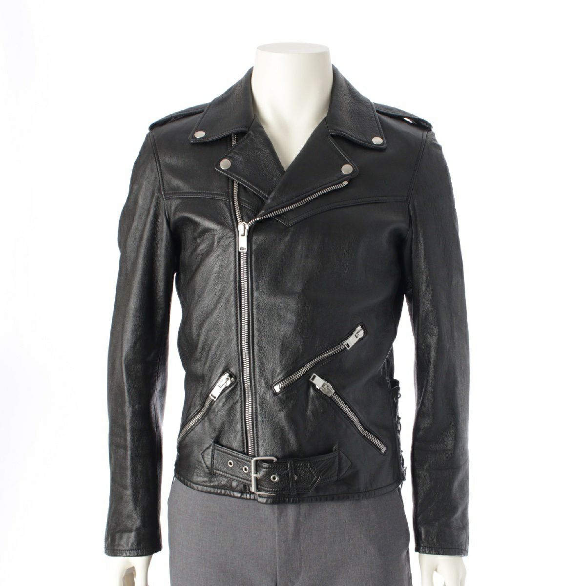 サンローラン 15年 エディスリマン期 ラムレザー サイドレースアップ