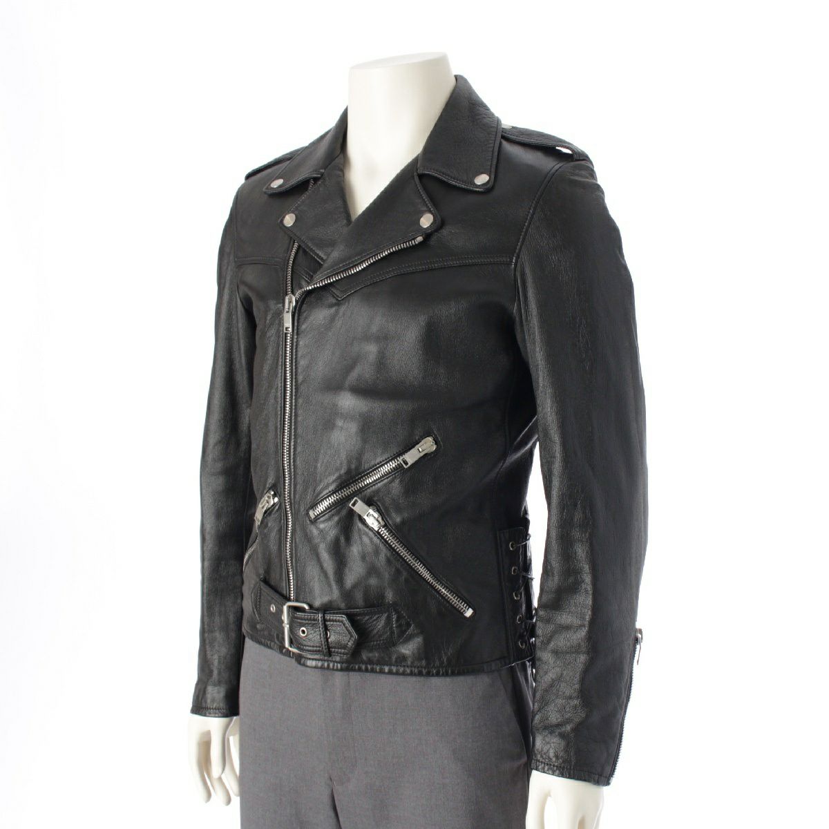 サンローラン 15年 エディスリマン期 ラムレザー サイドレースアップ