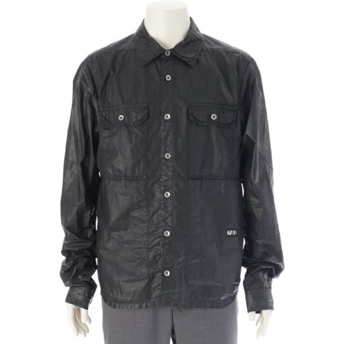 リックオウエンス ダークシャドウ Rick Owens DRKSHDW 21AW OUTERSHIIRTS コーティッドコットン シワ加工 ジャケット シャツ トップス DU21S2755 ブラック L