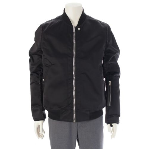 リックオウエンス 21AW ナイロン ダメージ加工 切りっぱなし クロップド MA-1 ブルゾン フライトボンバージャケット アウター RU02A5786-NB ブラック 52