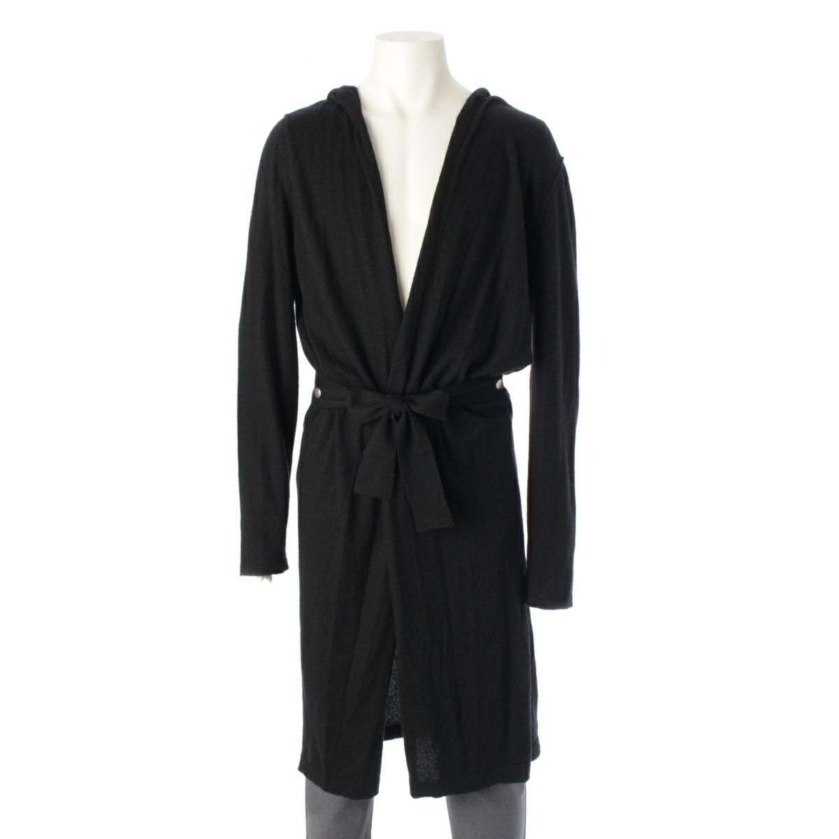 リックオウエンス 21AW カシミヤ ベルテッド ロング カーディガン トップス コート RU02A5603-WSB ブラック XL