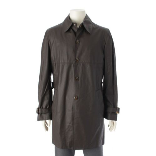 ミュウミュウ コーティッドコットン アーカイブ ベルテッド ロング コート アウター ブラウン M