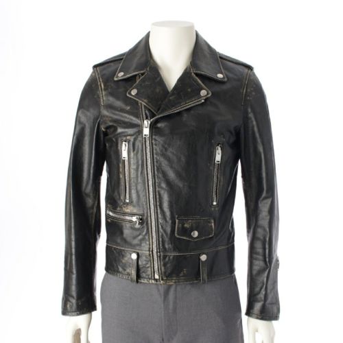サンローラン 16AW L01 カウハイド 牛革 ダメージ加工 ダブル ライダースジャケット アウター 397290 ブラック 46