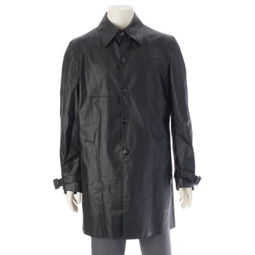 ミュウミュウ コーティッドコットン アーカイブ ベルテット ロング コート アウター ブラック M