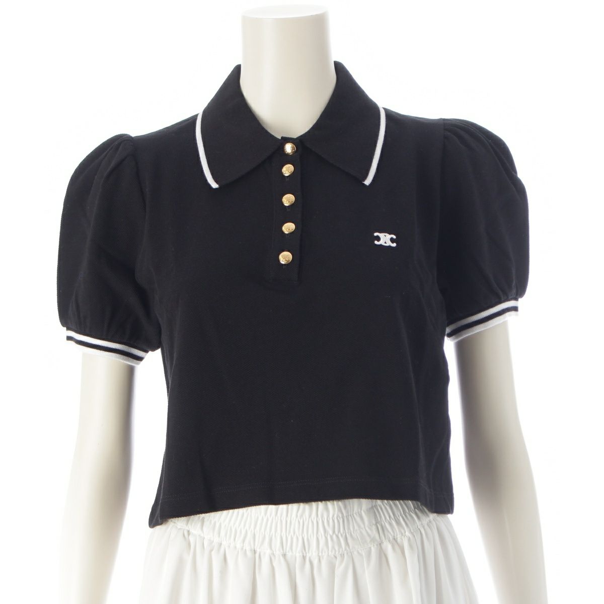 セリーヌ 23SS コットン トリオンフ刺 パフスリーブ 金ボタン