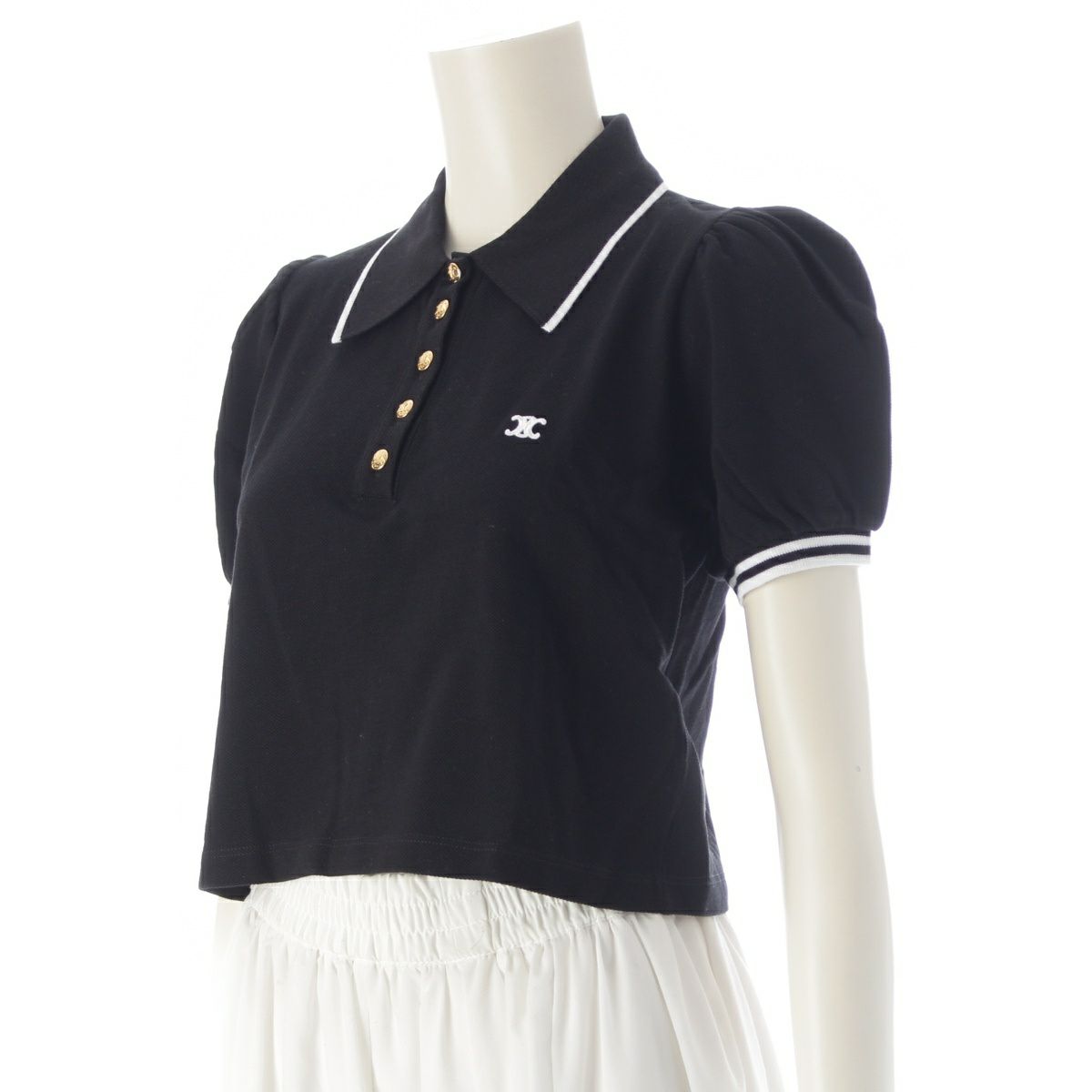 セリーヌ 23SS コットン トリオンフ刺 パフスリーブ 金ボタン