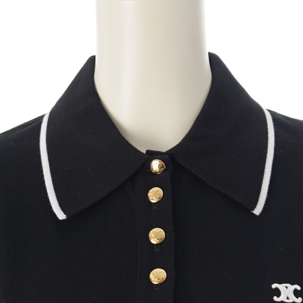 セリーヌ 23SS コットン トリオンフ刺 パフスリーブ 金ボタン