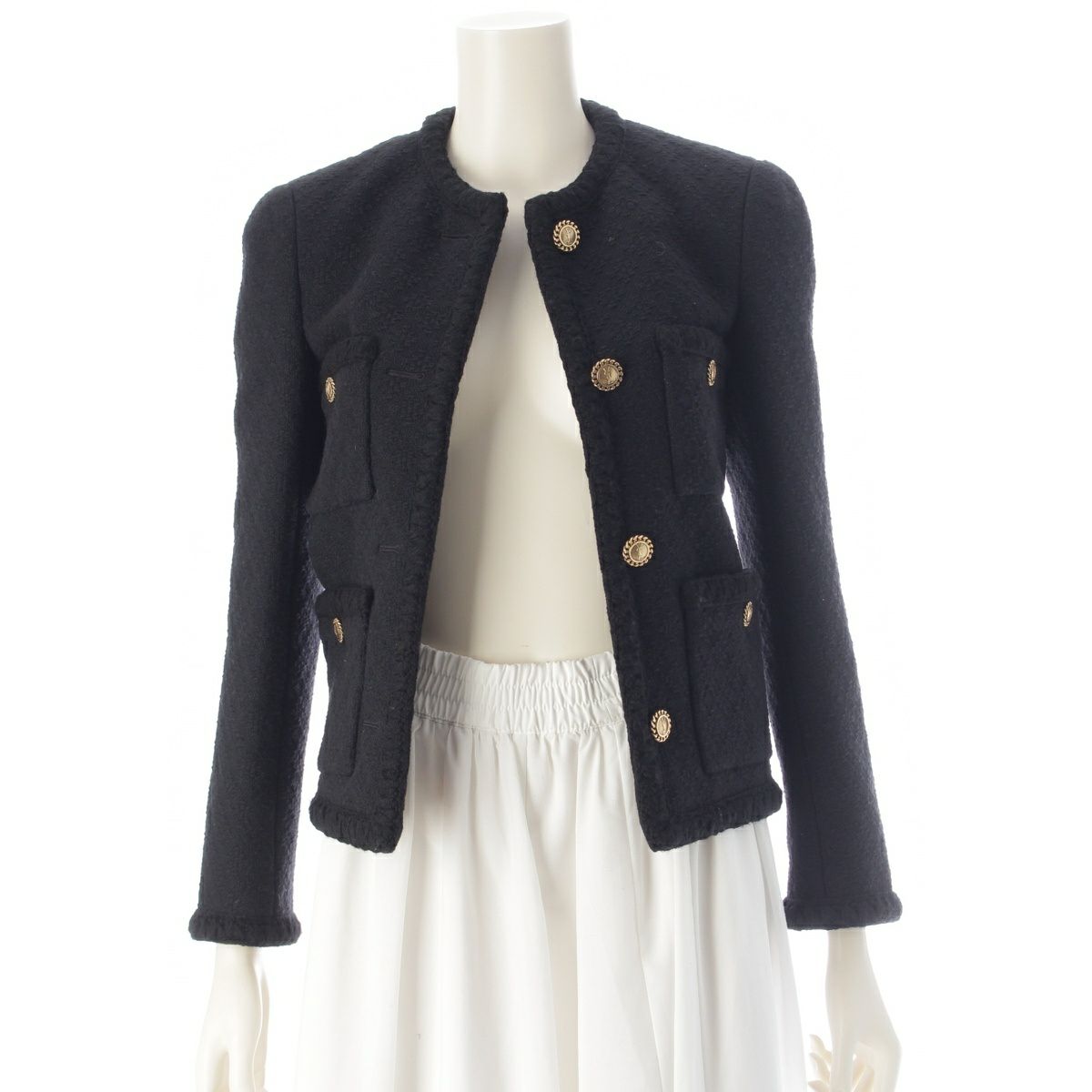 イヴサンローラン ヴィンテージ 黒 金ボタン テーラードジャケット M