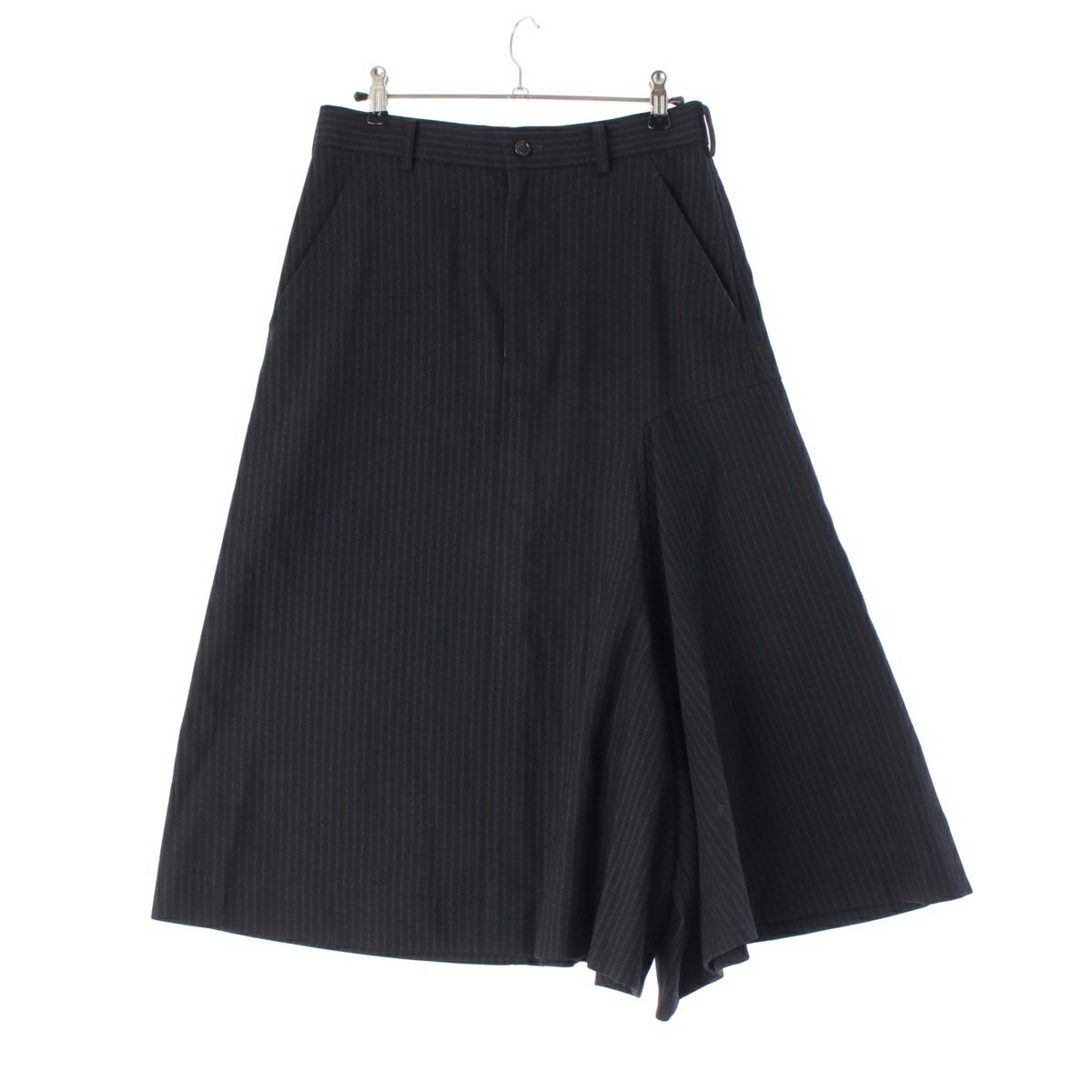 コムデギャルソン AD2014 ウール ストライプ 変形フレア スカート 膝丈
