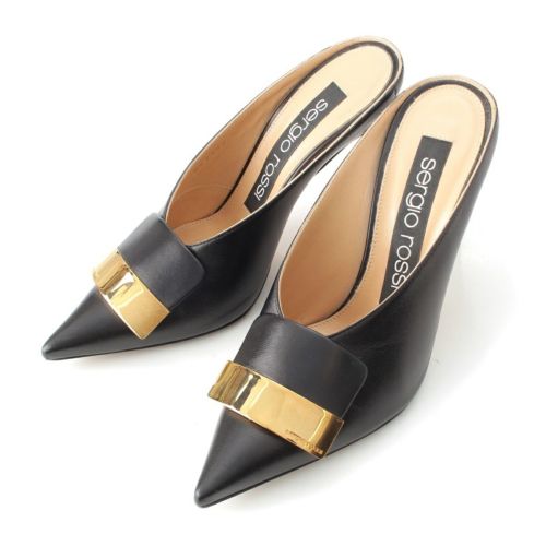 セルジオロッシ sr1 レザー ミュール ブラック 34 1/2