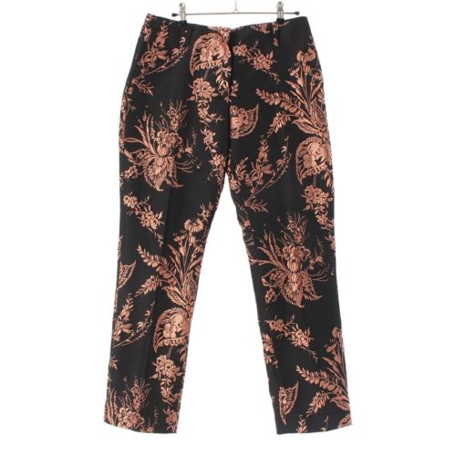 ドリスヴァンノッテン 花柄 刺繍 スラックス パンツ ボトムス ブラック×ピンク 38