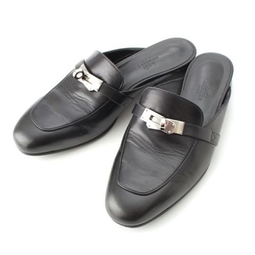 エルメス ケリー オズ レザー ミュール ブラック 36