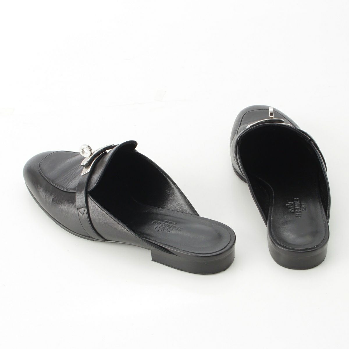 HERMES ブラックレザー ミュール エルメス ケリー オズ レザー ミュール ブラック 36 | 中古通販 retro.jp