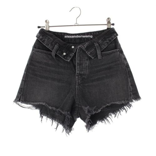 アレキサンダーワン コットン カットオフ デニム ショートパンツ ボトムス ブラック 24
