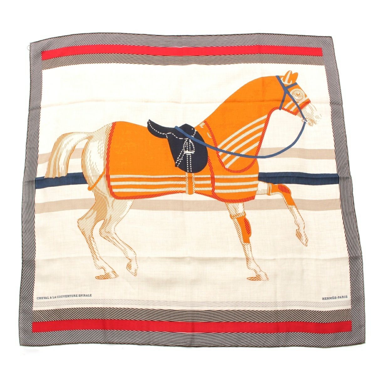 エルメス シルク×カシミヤ カレH 100 馬着 スパイラル スカーフ