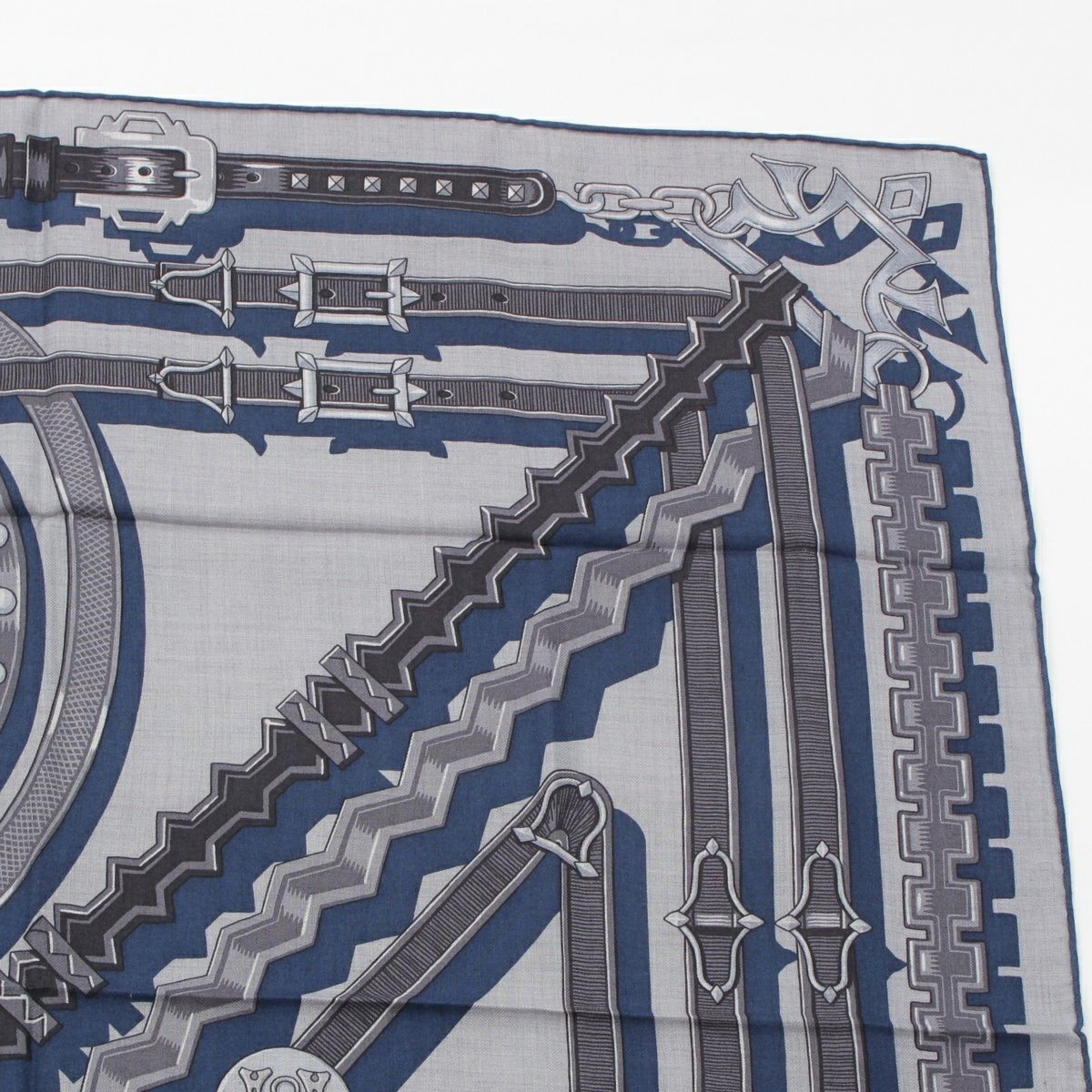 エルメス シルク×カシミヤ カレH 100 24ブリッド エ シェーヌ スカーフ