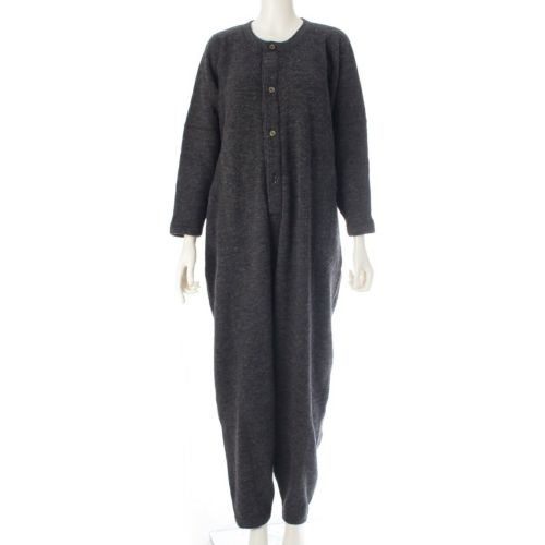 プランテーション 80s 1983 ウール混 ニット ジャンプスーツ ツナギ オールインワン グレー M
