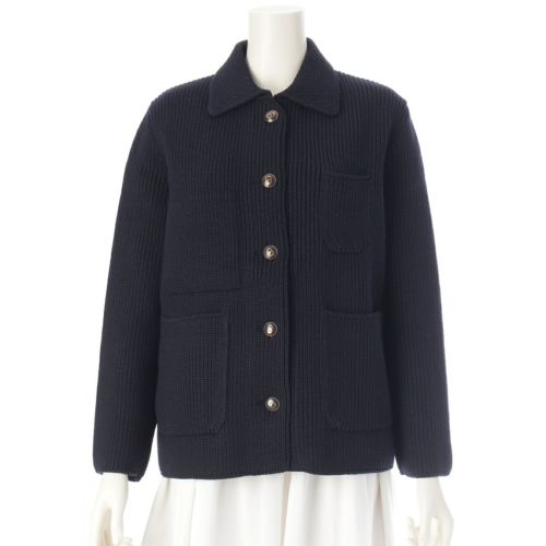 クリスチャンディオール ウール CDロゴ ボタン ニット カーディガン ジャケット 124V44AS210 ネイビー 42