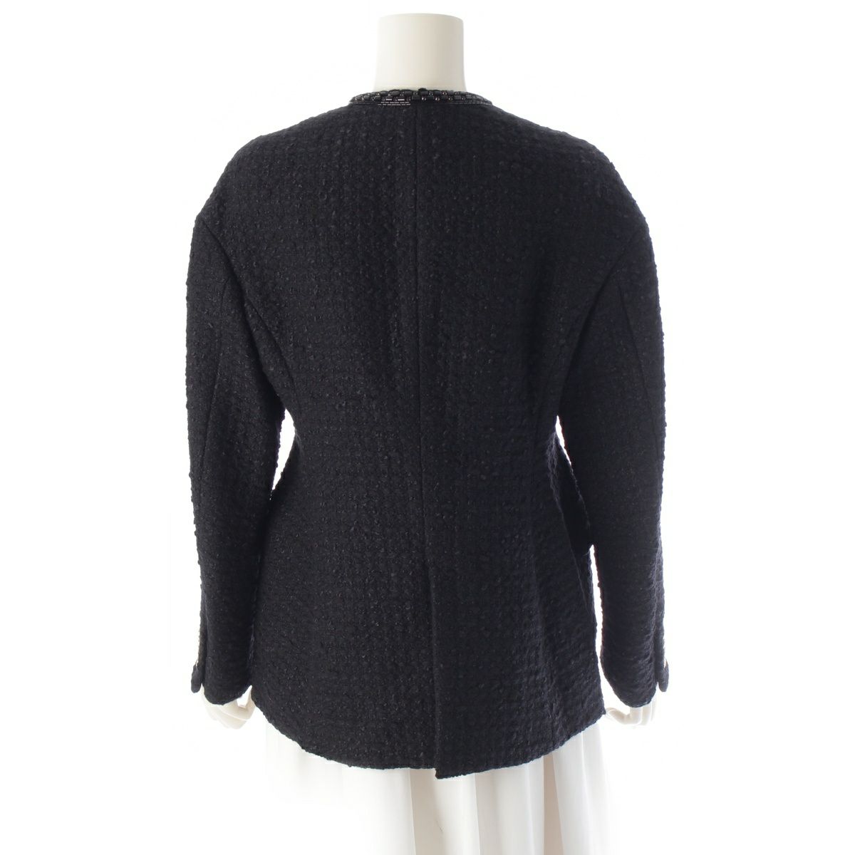 ドゥロワー 23年 ウール シルク コットン ビジュー ノーカラー