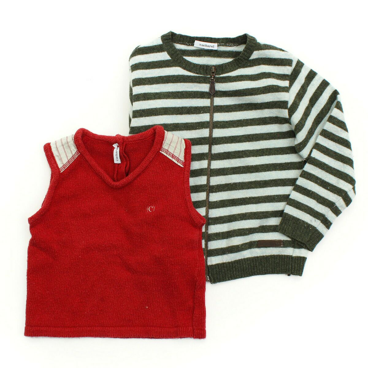 キャシャレル(Cacharel) キッズ 子供服 ニット ベスト ボーダー カーディガン 2点セット