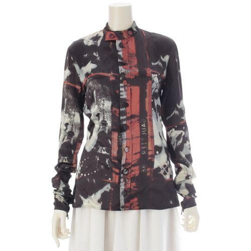 ジャンポール・ゴルチェ femme ファム late 90s city night view レーヨン 花火 くるみボタン 変形 長袖シャツ ジャケット マルチカラー 40