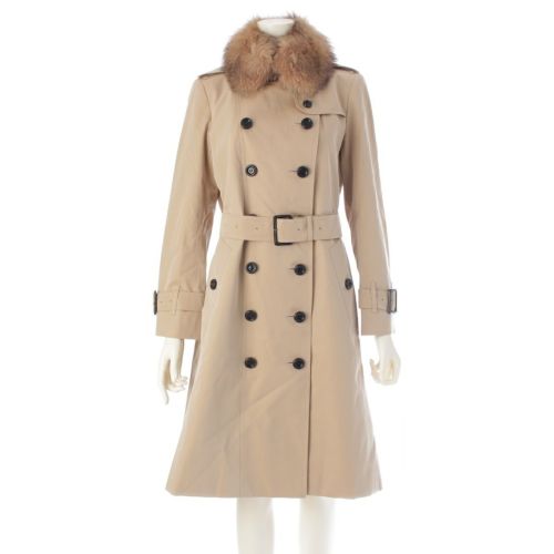 バーバリー ロンドン コットン ファー ノヴァチェック ライナー付き トレンチコート アウター B1A04-630-51 ベージュ 38