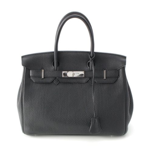 エルメス 07年 バーキン30 トゴ ハンドバッグ □K刻印 ブラック シルバー金具