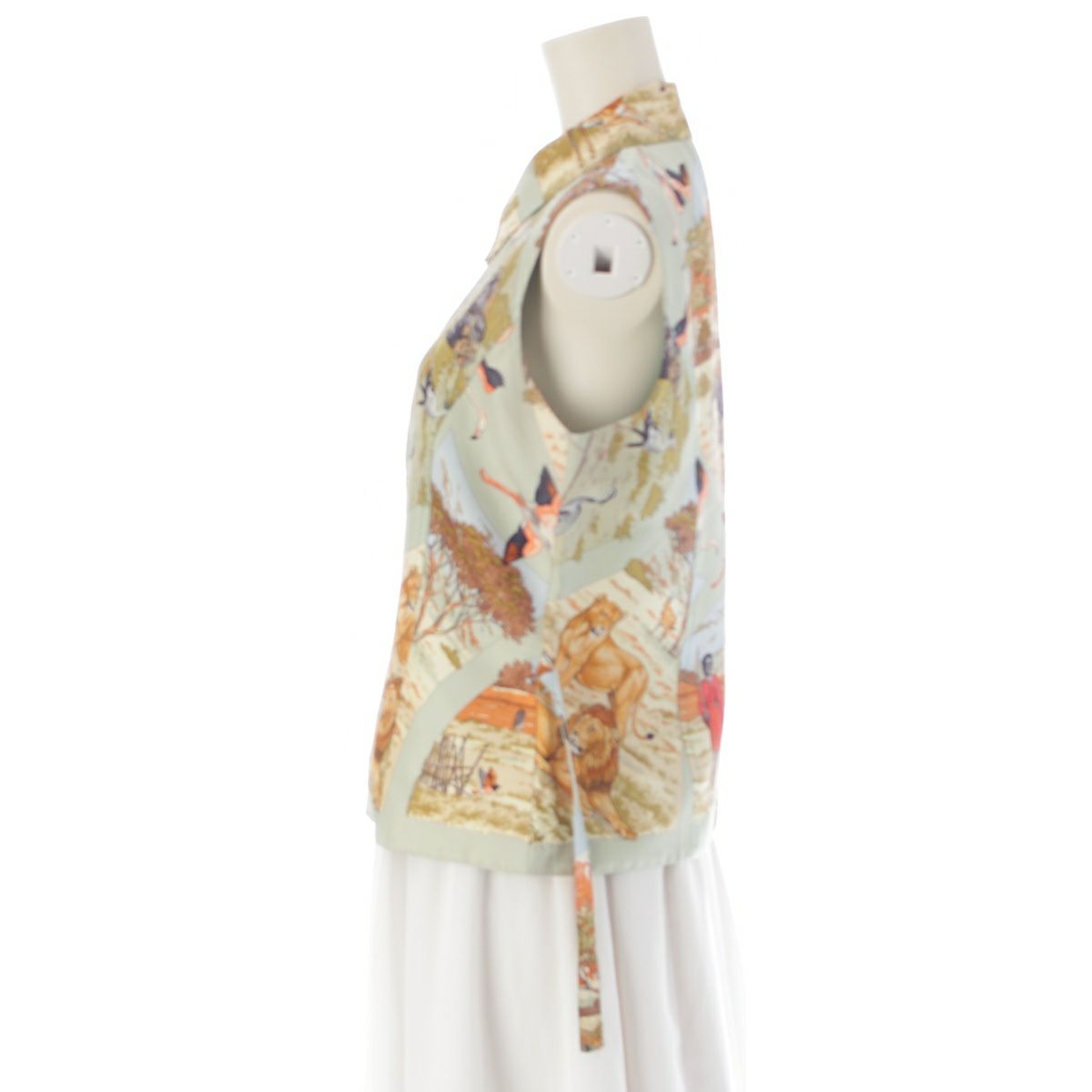 エルメス Tanzanie タンザニア シルク ジップアップ ジレ ベスト