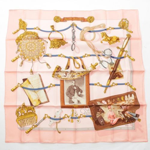 エルメス シルク カレ90 Memoire d'Hermes エルメスの思い出 スカーフ ピンク