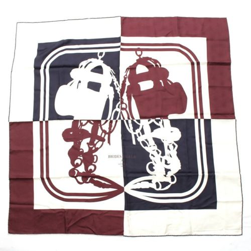 エルメス カレ90 BRIDES de GALA 式典用馬勒 シルク バイカラー