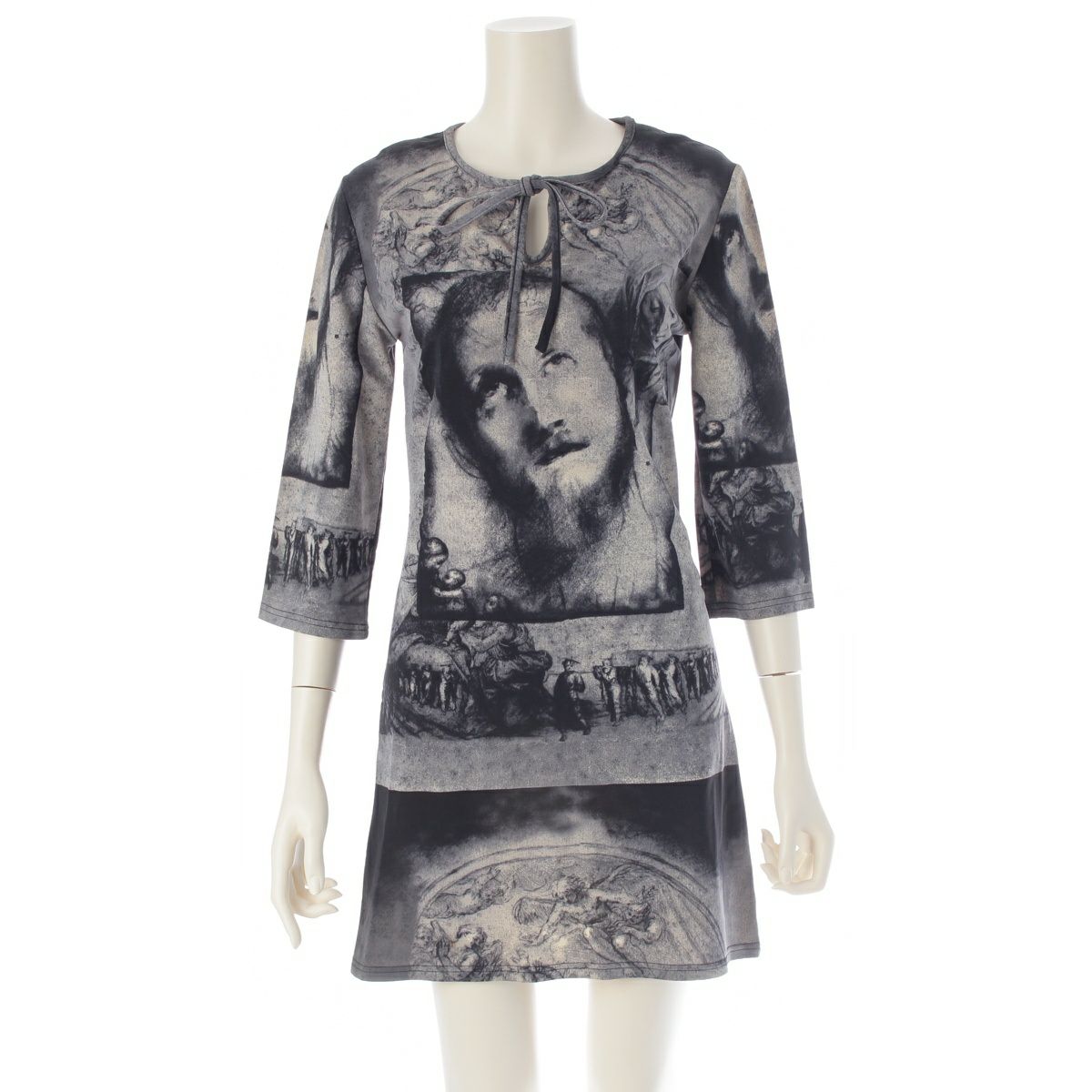ジャンポールゴルチエ 1998 98s/s ジャンポールゴルチエ クラシック jesus christ maliaキリスト 宗教 パワーネット ミニドレス ワンピース グレー 40