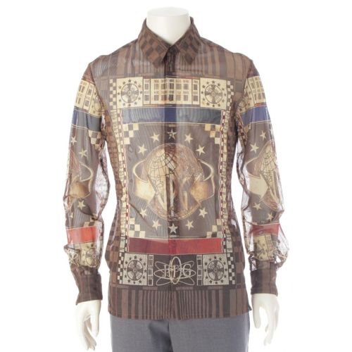 ジャンポールゴルチエ 1994 WORLD 地球 プリント シアー 長袖シャツ マルチカラー 48