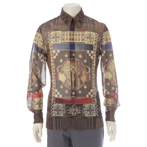 ジャンポールゴルチエ 1994 WORLD 地球 プリント シアー 長袖シャツ マルチカラー 48