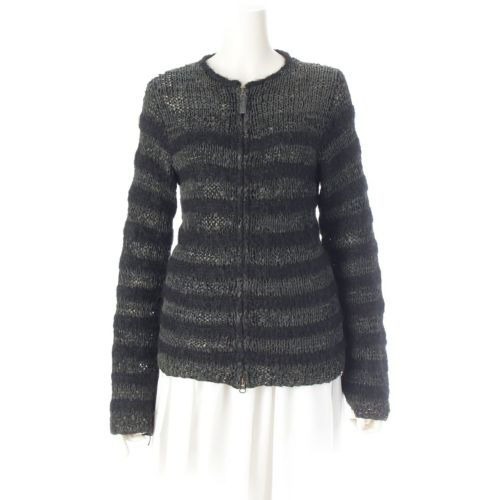 ジャンポールゴルチエ ジャンポールゴルチエ ファム ウール ナイロン レザー編み込み ジップアップ ジャケット ブラック 40