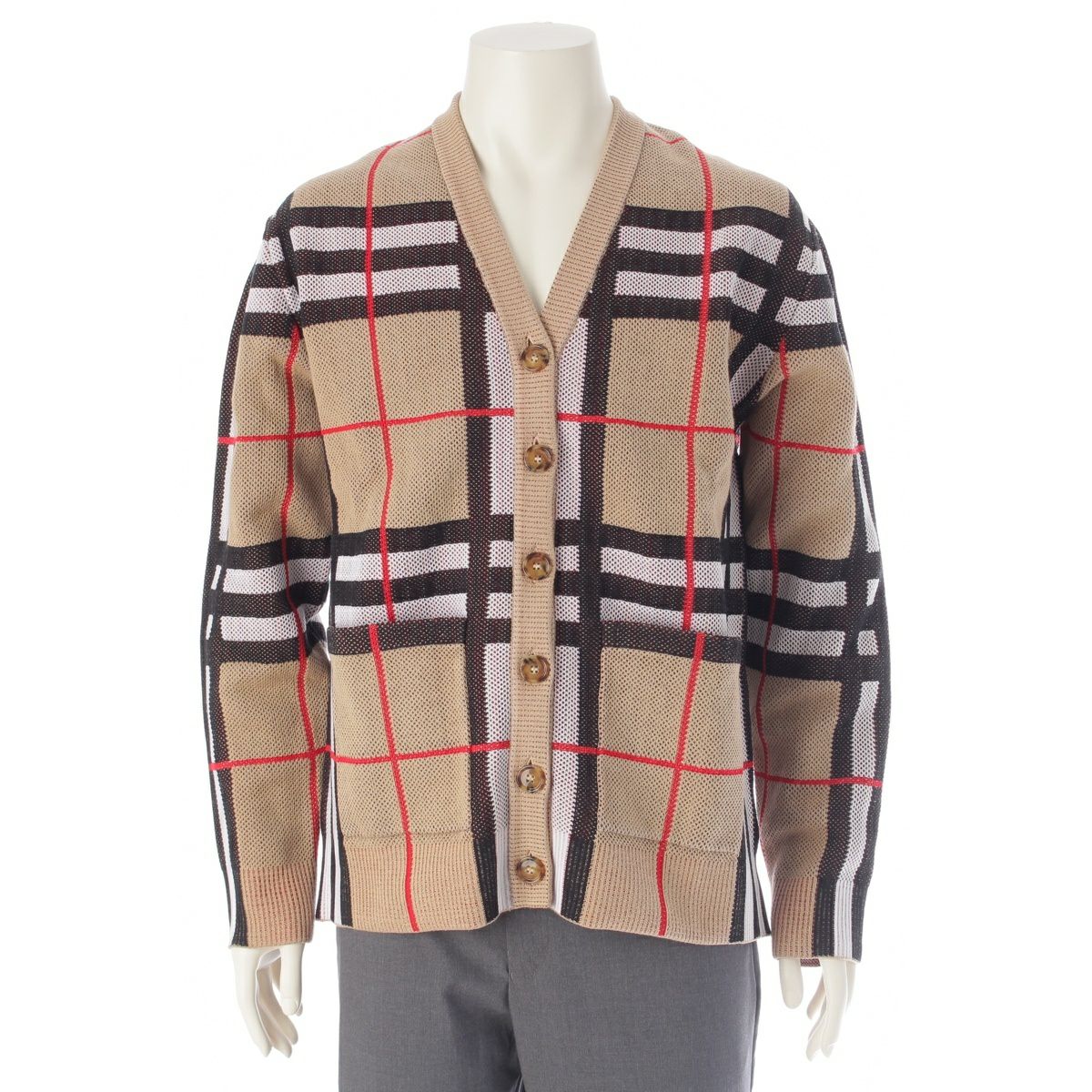 バーバリー ノバチェック ナイロン×コットン ニット カーディガン 長袖