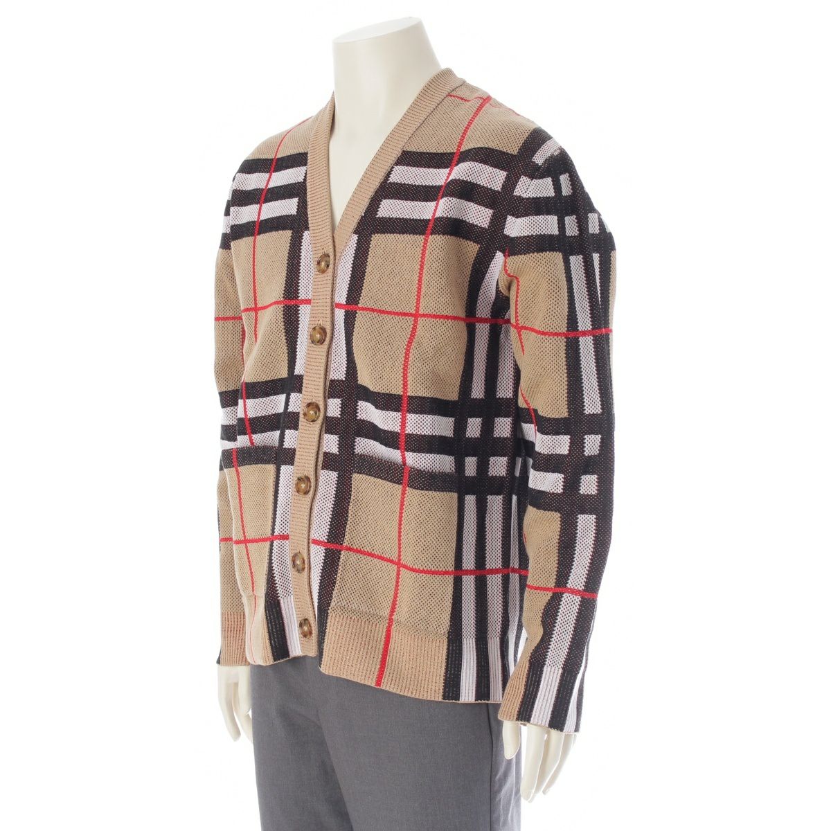 バーバリー ノバチェック ナイロン×コットン ニット カーディガン 長袖