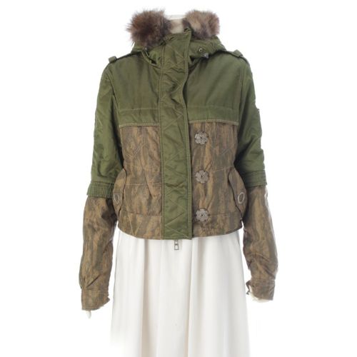 クリスチャンディオール 06AW コットン ナイロン 1947ロゴ ファー ボンバージャケット アウター 6H12077430 グリーン カーキ系 42