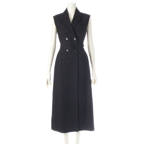 クリスチャンディオール バージンウール & コットン ブークレ ミディ ブレザー ドレス 421R91A1761 ブラック 38