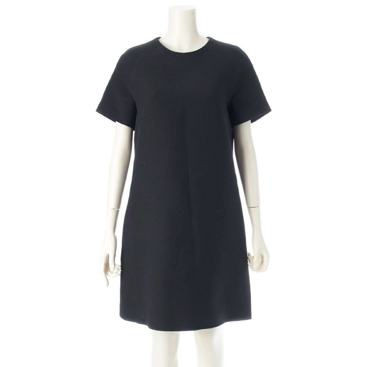 クリスチャンディオール 24SS シルク Bee刺繍 半袖 ストレート ワンピース ドレス 341R26A1166 ブラック 40