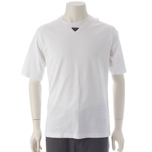 プラダ 24年 コットン トライアングルロゴ 半袖Ｔシャツ トップス UJN861 ホワイト XS