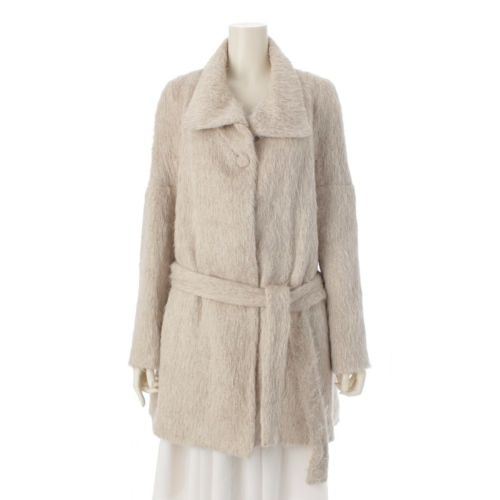 クロエ フィービー期 by phoebe Philo アルパカ ウール シャギー コート アウター ベルテッド オフホワイト T38