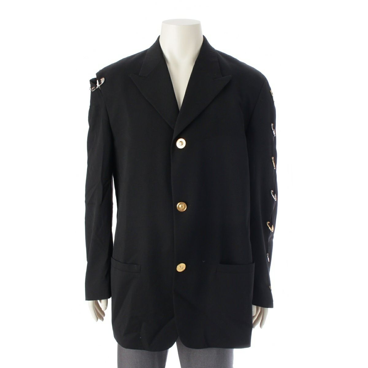 ヴェルサーチェ 1994SS メドゥーサ セーフティピン ウール ジャケット スーツ ブラック 50