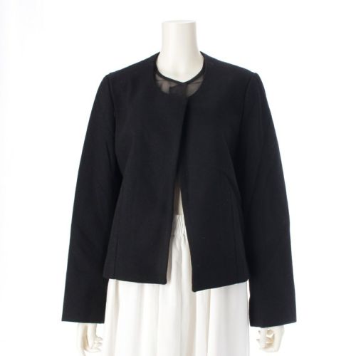 コムデギャルソン AD1997 97AW ウール×ナイロン シアー切替 ノーカラージャケット GJ-04005L ブラック L