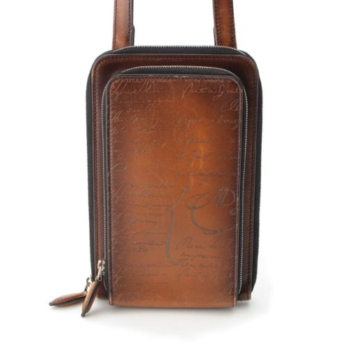 ベルルッティ レザー マイルズ スクリット メッセンジャーバッグ ブラウン XS