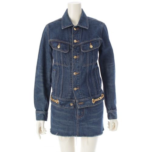 セリーヌ デニム トリオンフ チェーン ジャケット スカートセットアップ 2Q697107P 2S305254V ブルー S 25