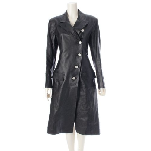 ルイヴィトン 22SS レザー ロング コート アウター NJ4 FMLC97 ブラック 34