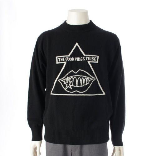 サカイ 24年 マークゴンザレス ウール ゴンズ デザイン サイドスナップボタン クルーネック ニット 24-03529M ブラック 1