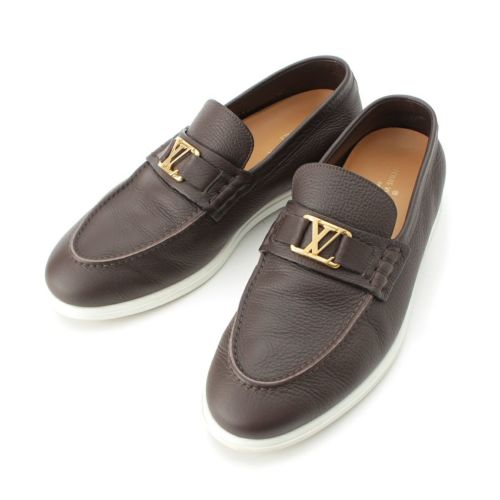 ルイヴィトン エステート レザー LVロゴ ローファー フラット シューズ ブラウン 6