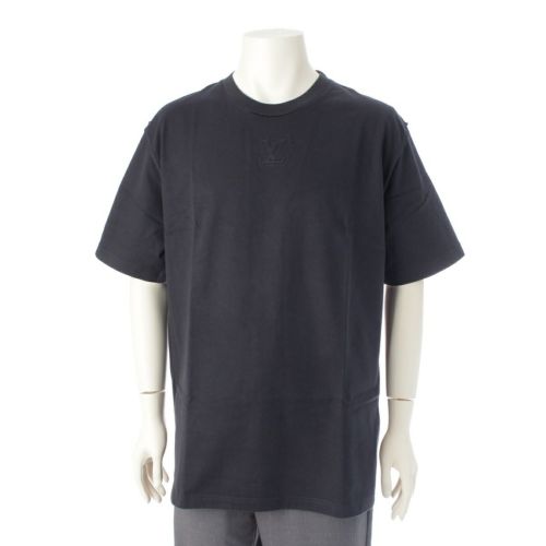 ルイヴィトン 25SS コットン ロゴ エンボス クルーネック 半袖Ｔシャツ トップス RM251MQ ブラック XXL
