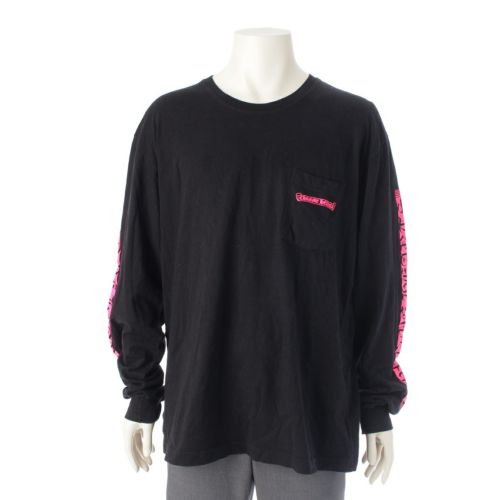 クロムハーツ Neon Pink Stripe Logo ロング 長袖Ｔシャツ トップス ブラック XL